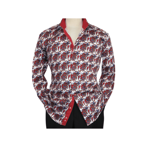 Men Shirt J.Valintin Turkey Egyption Cotton Axxess Style A113-10 Christmas Red