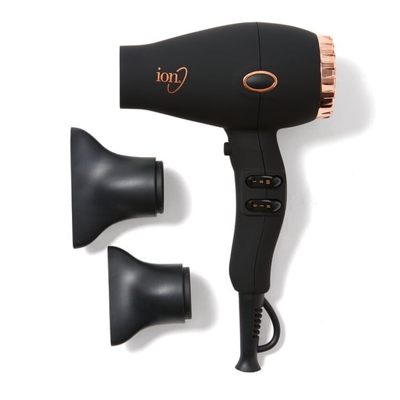 Gold / Black , Ion Luxe Coconut Oil Infused Ceramic Compact Hair Dryer, hair scalp beauty - Pack of 2 w/ Sleek Teasing Comb