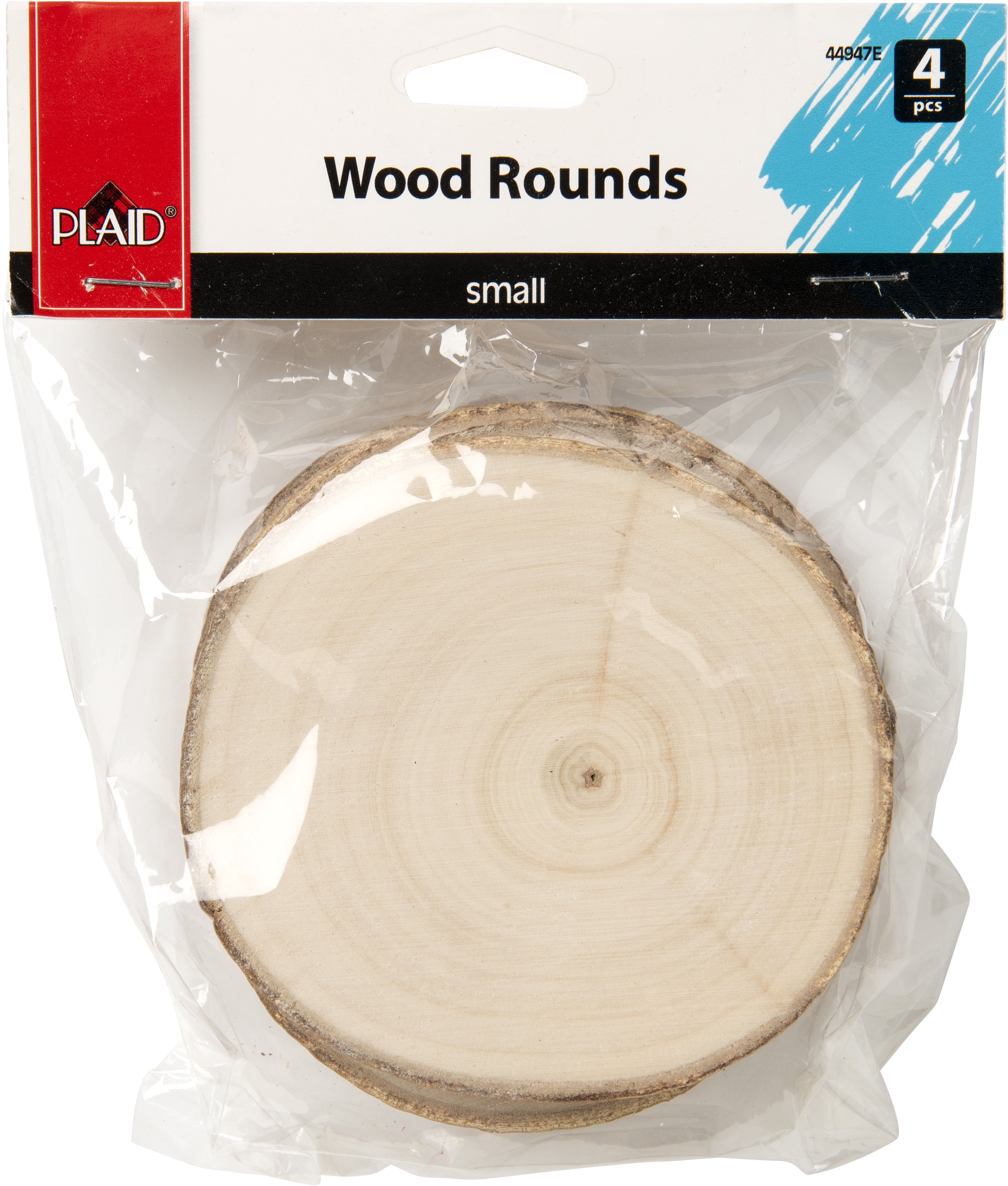 Plaid Unpainted Wood Surface, Small Wood Round With Bark, 4 Piece