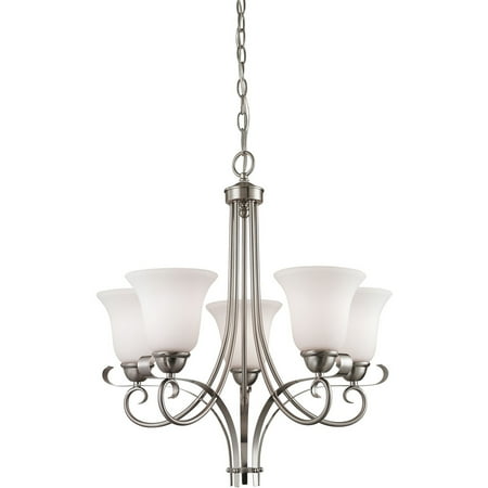 

Chandeliers 5 Light Fixtures With Brushed Nickel Finish Metal Glass Material Medium 22 375 Watts