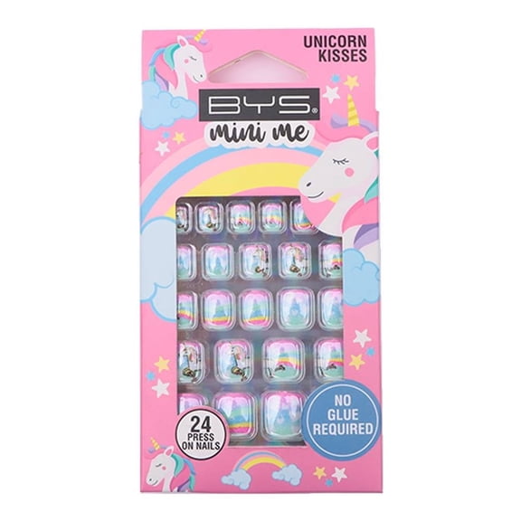 Uñas decoradas Bys mini me unicornio kisses 24 pzas