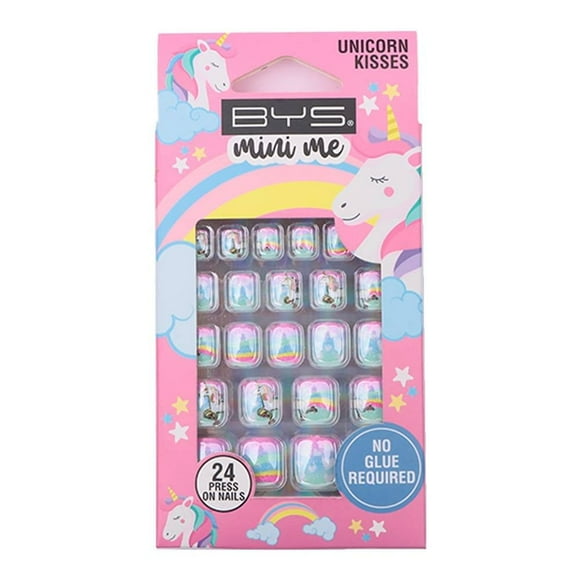 Uñas decoradas Bys mini me unicornio kisses 24 pzas
