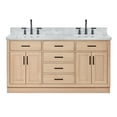 thumbnail image 2 of Ariel Hepburn 67 Inch Double Rectangular Sink Bathroom Vanity With Italian Carrara Marble Countertop 1.5 Inch Edge In Oak, 2 of 10