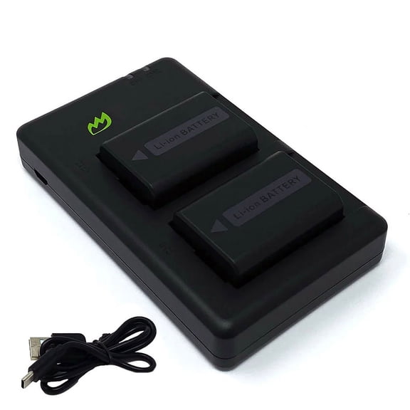 Replacement for Sony Alpha a6400 Battery (2-Pack, 1300mAh) and Micro USB Dual Charger