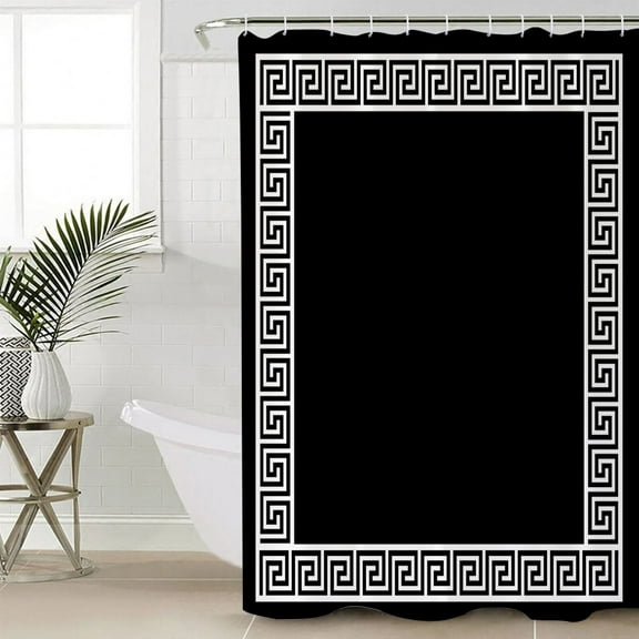 Black Waterproof Fabric Shower Curtain, Modern Geometric Abstract Art Aesthetics Shower Curtain for Bathroom Curtains Bathtubs Hotel Washable Shower Curtains with 12 Hooks Small 36x78in