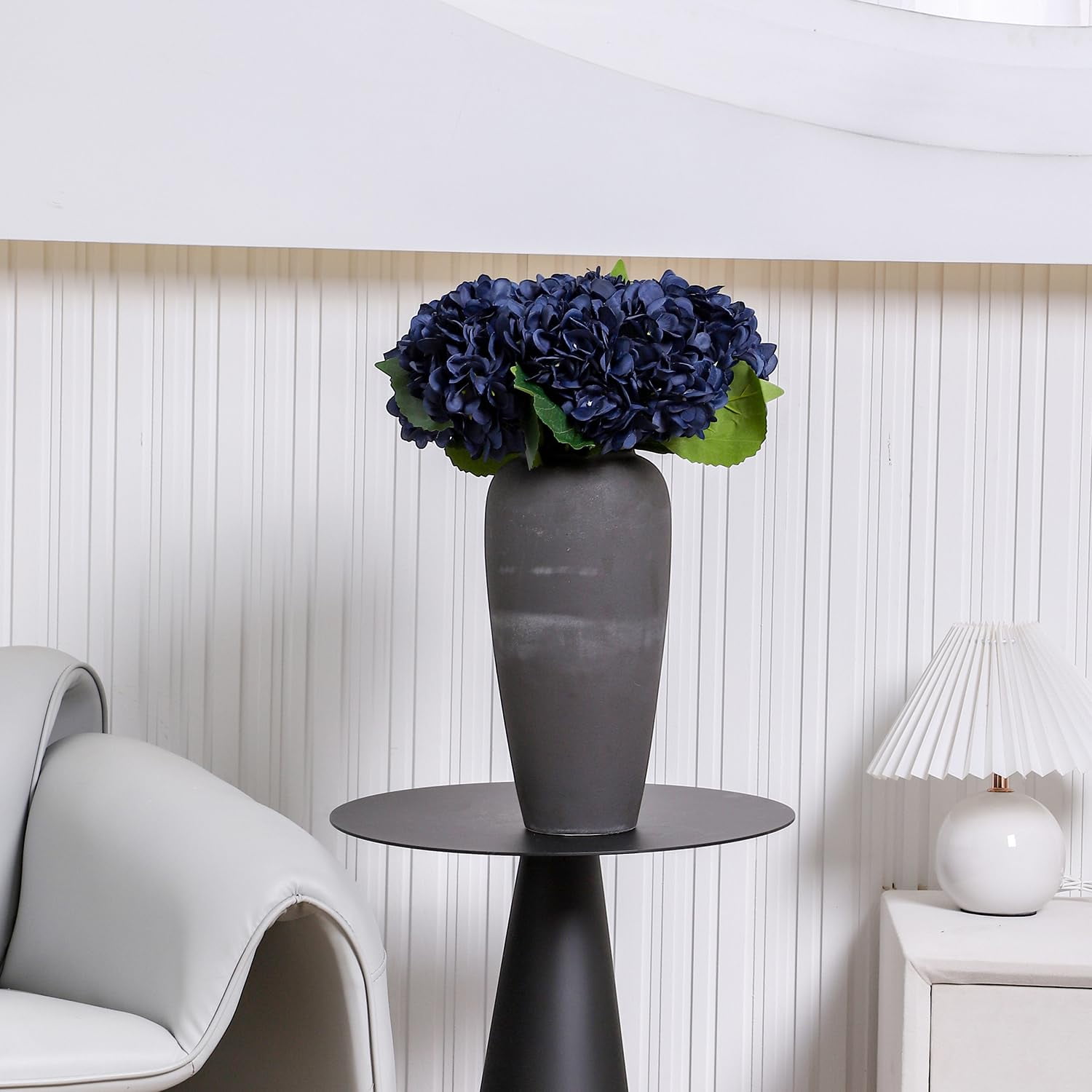 Cabin 6pcs Fake White Flowers Artificial Silk Hydrangea Flowers Bouquets Faux Hydrangea Stems(White)