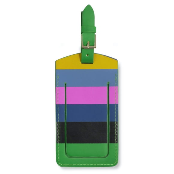Kate Spade New York Étiquette de Bagage en Cuir Végétalien pour Femmes, Étiquette d'Identification Durable pour Valise, Rayure Enchantée