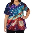 thumbnail image 3 of KDDYLITQ 250 Year American Anniversary Tshirt for Women Causal Printed Short Sleeve T-Shirts Summer Red White and Blue Vintage Tops Usa Star Stripes Cute V Neck Tees Multicolor L, 3 of 7