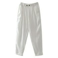 thumbnail image 3 of Wycnly Harem Pants for Women Womens Plus Size Harem Pants Button High Waist Loose Wide Leg Long Pants Casual Solid Cotton Linen Thin Pants Trousers with Pockets Under $5, 3 of 3