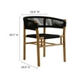 thumbnail image 4 of Dining Side Chair Armchair, Set of 2, Black, Teak Wood, Outdoor Patio Balcony Cafe Bistro Garden Hospitality Restaurant, Modern Contemporary, HB37074, 4 of 11