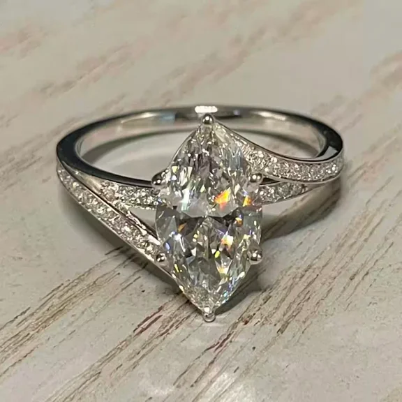 2.17 Radiant Cut F VS1 14k White Gold Lab Grown Diamond Ring IGI Certified