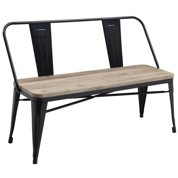 Furniture Of America Mayfield Industrial Metal Base Dining Bench In Black Walmart Com Walmart Com