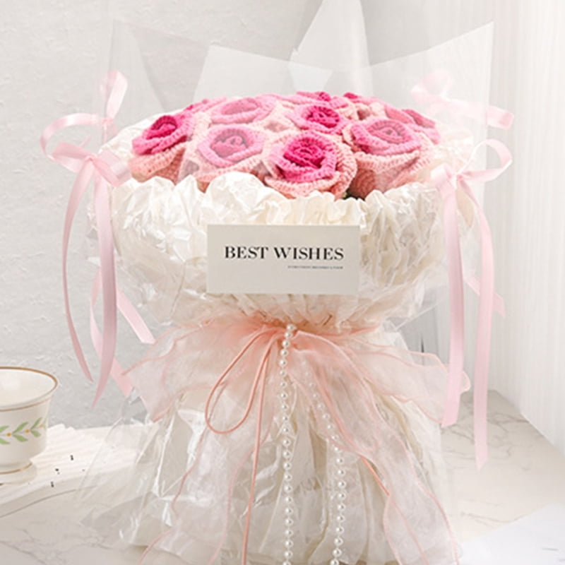 Crochet Flower Bouquet Set with Instruction and Knitting Accessory for Beginner