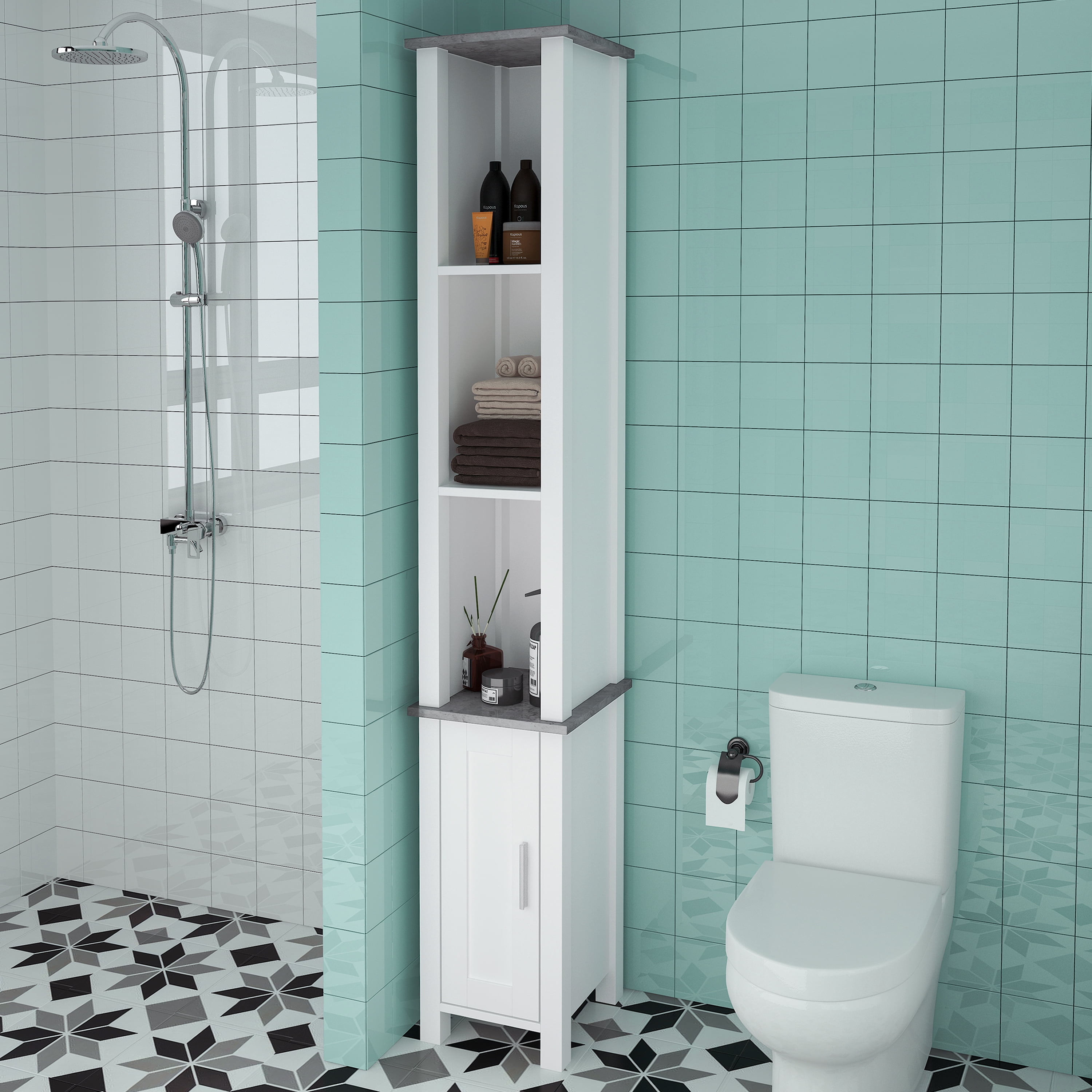 Bathroom Storage Free Standing Bath Storage Unit, Tall Tower