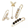 thumbnail image 1 of 3x 4 Piezas Moda Mujer Broche de Perlas Ajuste Decoración Pretina Clip Cierres Apriete DIY Cintura Pernos de Seguridad para Suéter, Bufanda, Camisa 3 piezas, 1 of 6