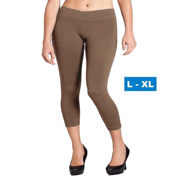 Women Seamless Basic Stretch Capri Leggings Large X-Large