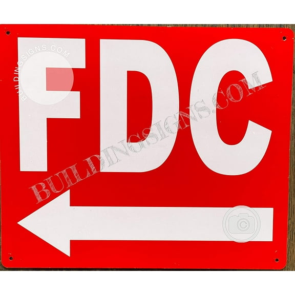 FDC Sign -FDC Left Arrow Sign (RED, Reflective, Aluminum 10x12 -Rust Free) (ref-2201)