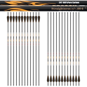 sanlida 24 PCs, 100% Pure Carbon Arrows, 0.006'' Straightness, Dragon 8 Flagship 24T Carbon Hunting Arrow for Compound Bow, Professional Standard Hunting Arrows with Removable Tips