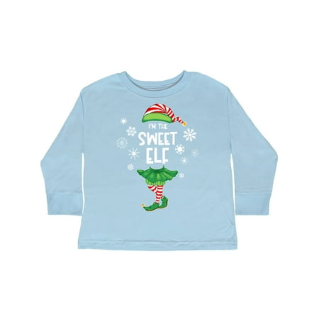 

Inktastic Funny Christmas I m the Sweet Elf with Shoes and Hat Gift Toddler Boy or Toddler Girl Long Sleeve T-Shirt