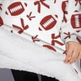 thumbnail image 3 of Oversized Wearable Blanket Hoodie,Football and Ribbon Shapes Pattern Sherpa Blanket Hoodie with Super Pockets,Super Warm Fuzzy Pullover for Women & Men, 3 of 6