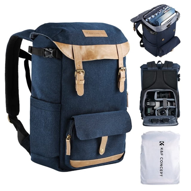Mochila de cámara K&F CONCEPT para fotógrafos con funda para lluvia