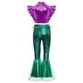 thumbnail image 3 of Aislor Girls Mermaid Two Piece Outfit Iridescent Cap Sleeve Crop Top with Flared Fishtail Bottoms Purple Green A 10, 3 of 6