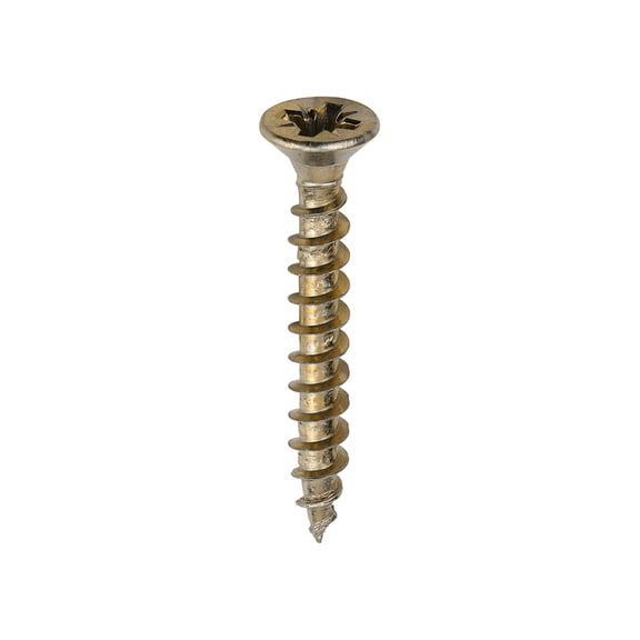 Timco - Solo Chipboard & Woodscrews - PZ - Double Countersunk - Yellow (Size 4.0 x 30 - 200 Pieces)