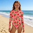 thumbnail image 6 of Cethrio Girls' One Piece Swimwear, Long Sleeve Surfing Beach Fashion Kids Bathing Suit Multicolor Size 10-12, 6 of 6