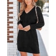 thumbnail image 3 of Cupshe Women's Black Cable Knit V-Neck Sweater Dress, Size S-XL, 3 of 6