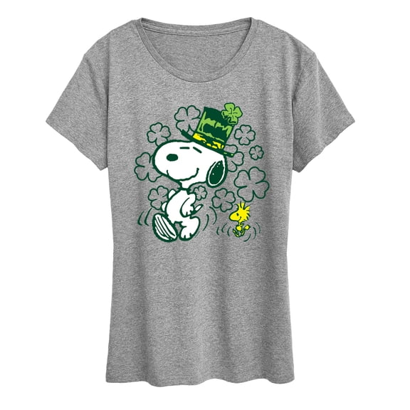Peanuts - St. Paddy's Snoopy & Woodstock - Women's Short Sleeve Graphic T-Shirt