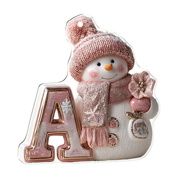 Personalized Alphabet Snowman Ornament for Christmas Tree Holiday Decor with Hanging Loop for Home Office Party Gift