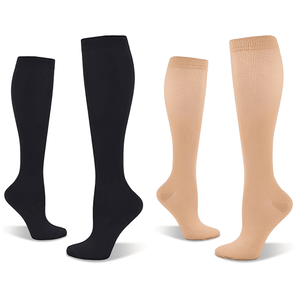 2 pares de calcetines de compresión para mujeres y hombres, calcetines largos hasta la rodilla para deportes de hockey, calcetines de compresión, calcetines de compresión para viajes,