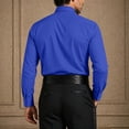thumbnail image 5 of IROINNID Men Pleated Front Turndown Collar Button Front Long Sleeve Tuxedo Dress Shirt with Matching Bow Tie formal Wedding Banquet Ceremony Top(Blue,S), 5 of 7