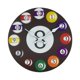 thumbnail image 4 of Reloj de pared decorativo circular con temática de billar, sin tictac, pantalla de 12 horas. 10 pulgadas, 4 of 9
