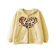 thumbnail image 1 of Women Hoodie  Heart Letters Leopard Print Sweatshirt with Pockets, 1 of 4