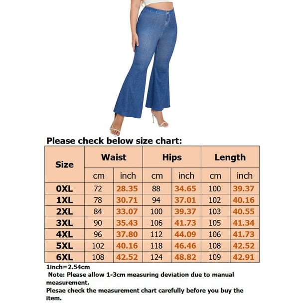 Sexy Dance Ladies Faux Denim Flare Pants High Waist Plus Size Leggings Wide  Leg Bell Bottom Fake Jeans Stretch Trousers Tummy Control Blue 5XL 