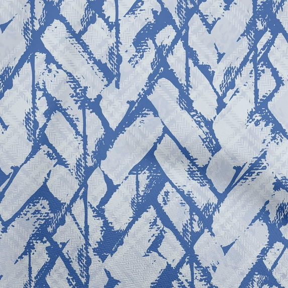 oneOone Cotton Cambric Medium Blue Fabric Brush Stroke Diy Clothing Quilting Fabric Print Fabric By Yard 56 Inch Wide