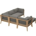 thumbnail image 3 of Lounge Sectional Sofa Set, Grey Gray Natural, Teak Wood, Outdoor Patio Balcony Cafe Bistro Garden Hospitality Restaurant, Modern Contemporary HB34464, 3 of 14