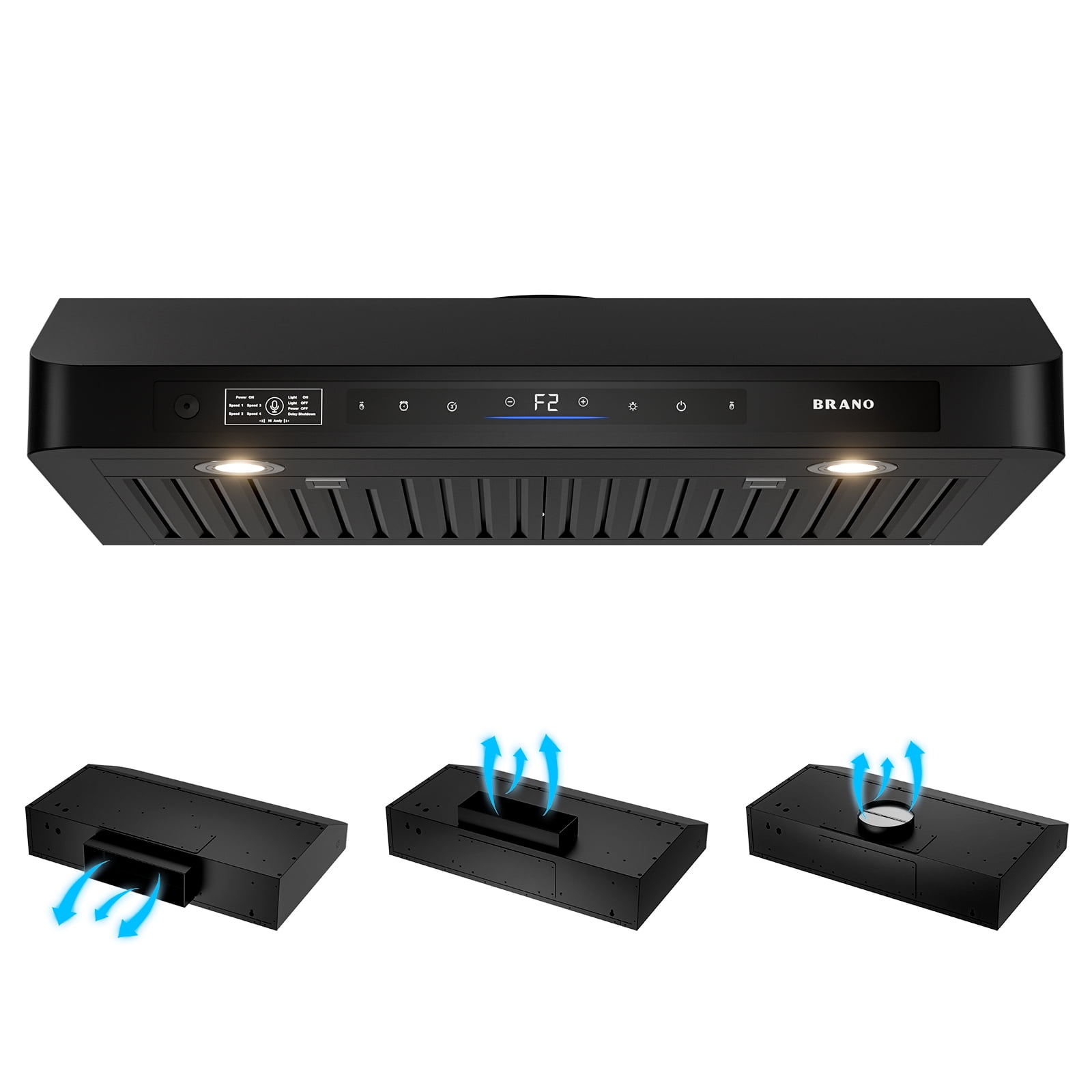 36 In. 900 CFM Ducted Under Cabinet Range Hood In Black Stainless Steel With Dishwasher Filter and LED Lights