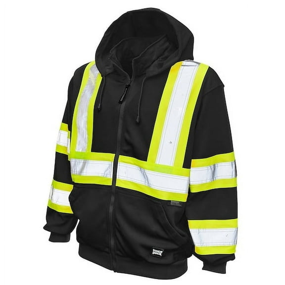 Tough Duck High Visibility Sweatshirt, 1, O, Polyester, Black, 2XL S49421