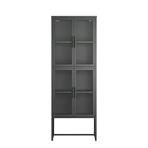 Benvolio 65.35-inch Black Four Door Metal Cabinet with Fluted Clear Doors