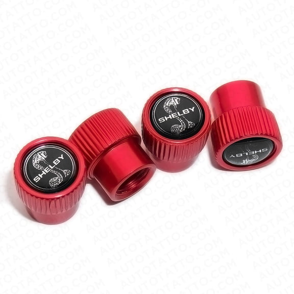 4pcs Universal Fit Shelby Car Wheels Tire Air Valve Caps Stem Dust Cover Red