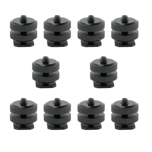 KAKOWELY hot shoe 10 Pcs 1/4 Inch Aluminium Alloy Tripod Screw Adapter Flash Hot Shoe Mount Compatible for Nikon SLR DSLR Camera Camcorder (Black)1.06"X0.98"X0.98"