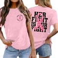thumbnail image 2 of Cancer Ribbon Pink T Shirts for Women Casual Summer Tops Basic Y2K Short Sleeve Crewneck Tees, 2 of 4