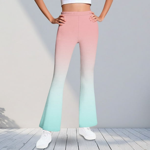 Pantalones largos con estampado para niñas, forrados de vellón para mayor calidez, pantalones largos casuales, leggings ligeramente acampanados, traje para niñas de 5 a 16 años.