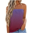 thumbnail image 2 of Dyegold Womens Summer Tops Trendy Off Shoulder Pleated Flowy Swing Strapless Bandeau T Shirts for Women Sleeveless Blouses Tops Dressy Striped Tube Top Tunic Plus Size Shirts for Women, 2 of 5