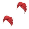 thumbnail image 3 of Qarigey Nudo turbante musulmán Bead Hijab Beanie Color sólido moda plisado pañuelo para la cabeza torcido gorro femenino gorras rojo Rojo 2piezas Qarigey  CBP469099, 3 of 6