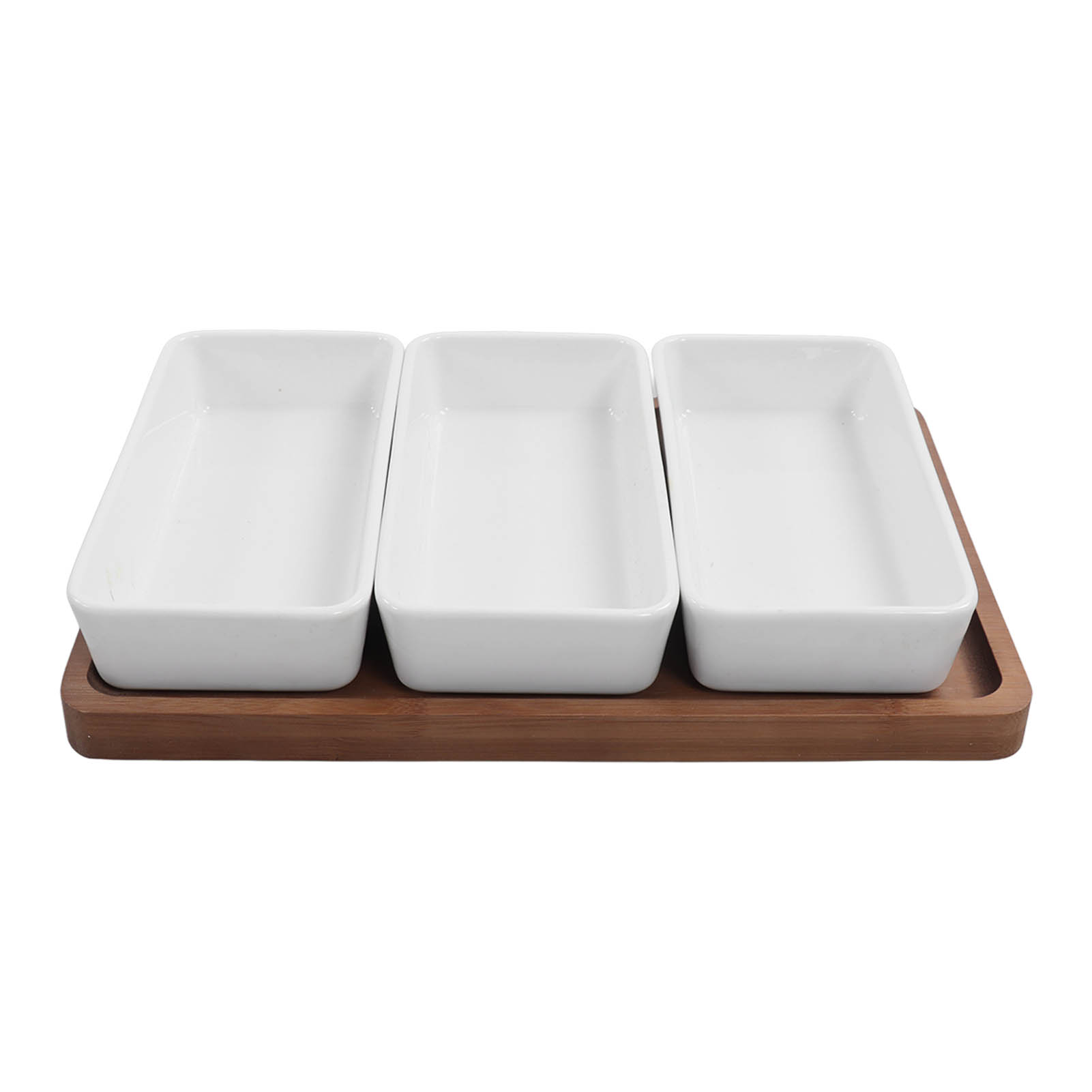 Set De Service Apéritif - 4 Bols En Verre Avec Couvercles + Plateau Bambou - Pour Snacks, Fruits, Trempettes