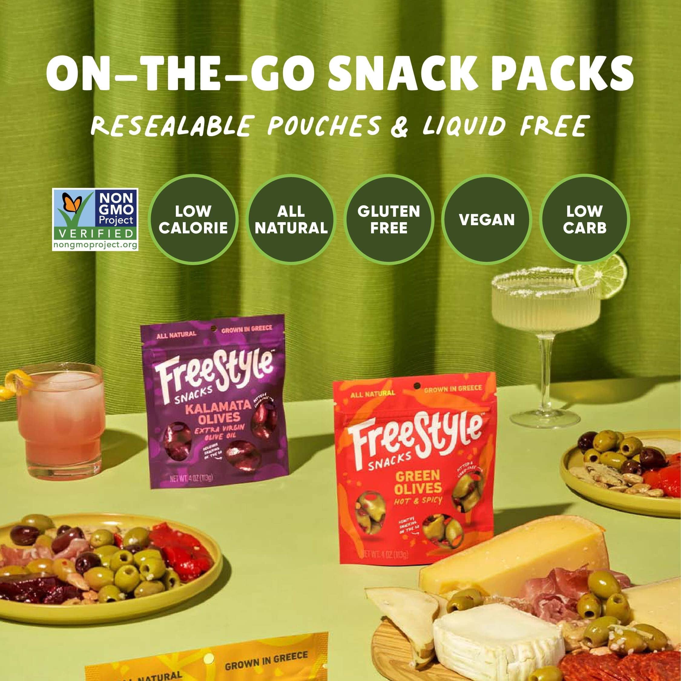 (Pack Of 6) Freestyle Snacks Olives Green Lemon Garlic 4 Oz