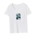 thumbnail image 4 of Camiseta para mujer trajes de verano cuello redondo camiseta para viajes playa calle desplazamientos SG, 4 of 7